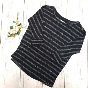 Lou & Grey Black Stripe 3/4 Sleeve Sweater Size XS